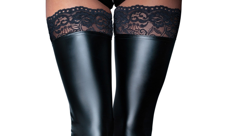 Wetlook Stockings With Lace 8457